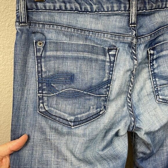 Chip & Pepper Pamela Straight Leg Jeans Blue Knee Rips Distressed Sz 30 - Picture 5 of 12